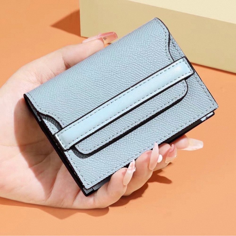 Compact Light Blue Women’s Leather Wallet